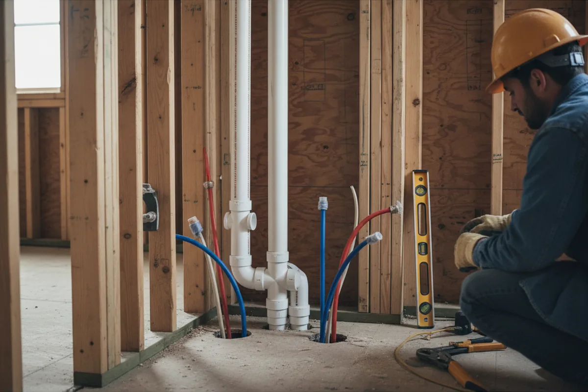 Drain and supply rough-in during Leak Detection in Saint Charles